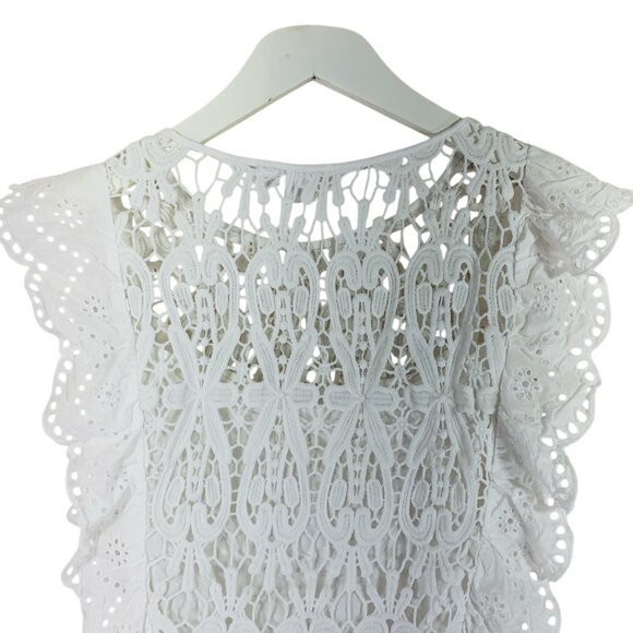 Gap white eyelet lace  sleeveless ruffle top size xs - Picture 7 of 16